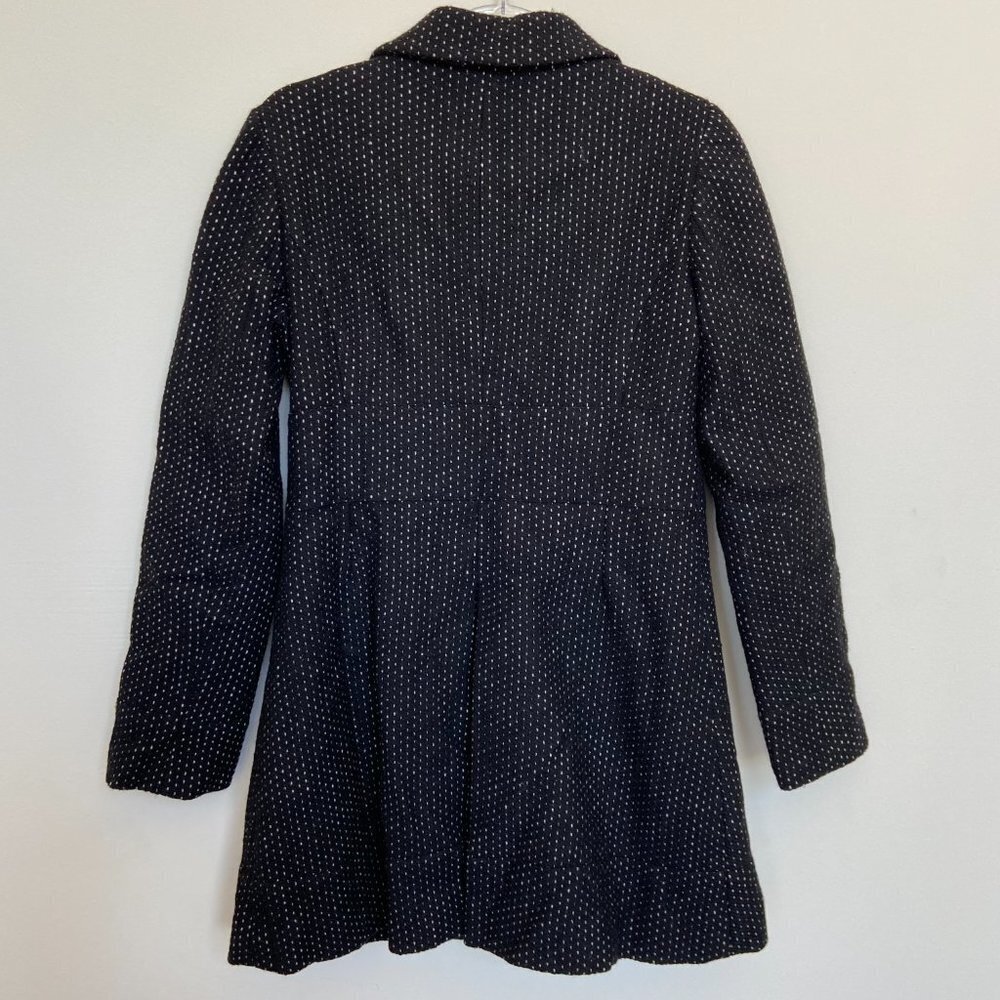 Anthropologie| Idra Black Dot Wool Blend Coat | Sz 8 Ruffle - Picture 6 of 10